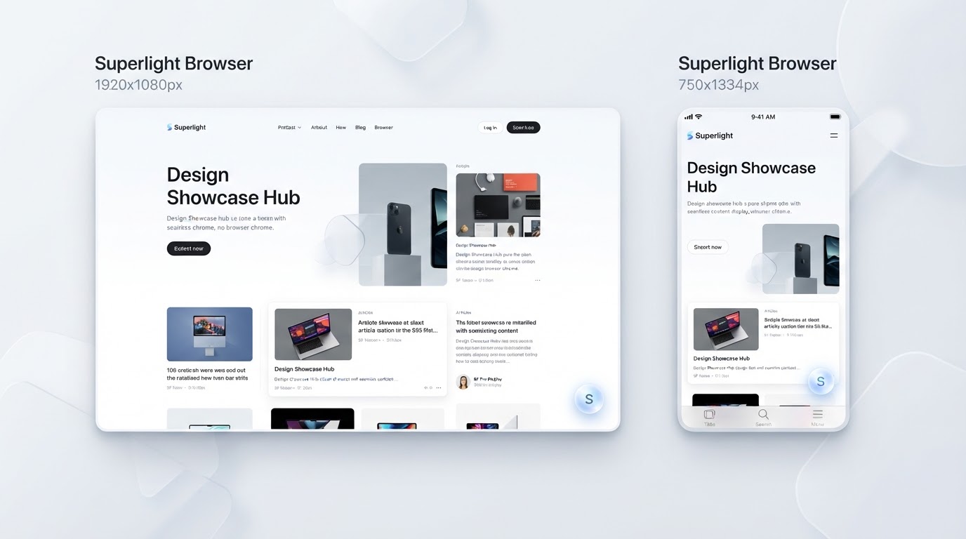 Superlight Browser Floating Desktop UI